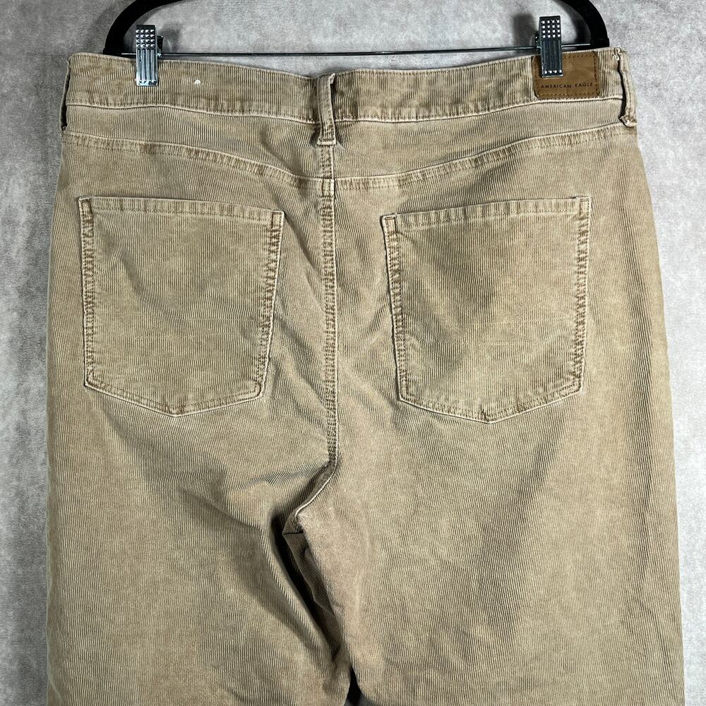 American Eagle Corduroy Pants Women 18 Beige Bootcut Button Fit High Rise Hippie